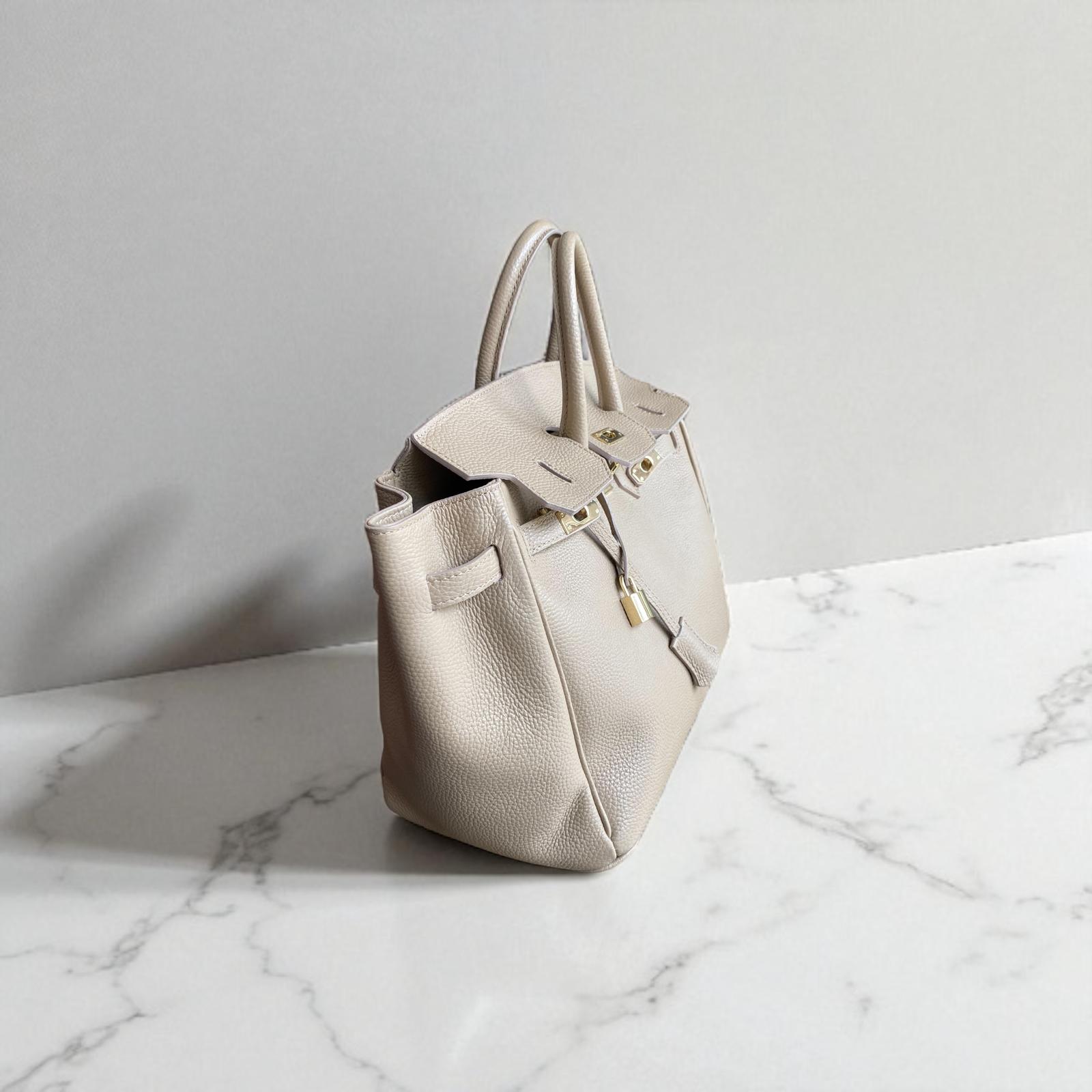 Borsa in Pelle Elisa Birken Panna Chiaro
