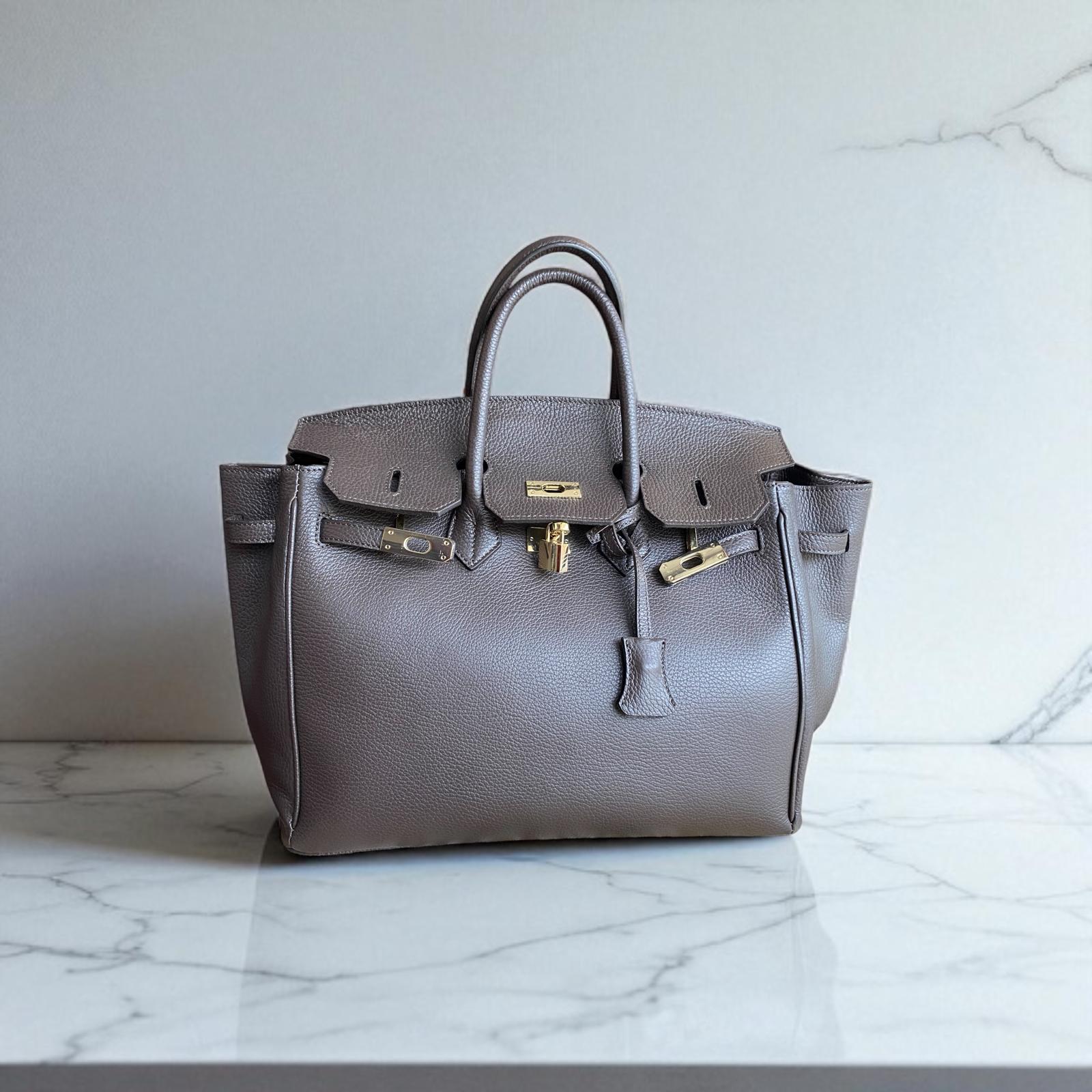 Borsa il Pelle Elisa Birken Panna Scuro