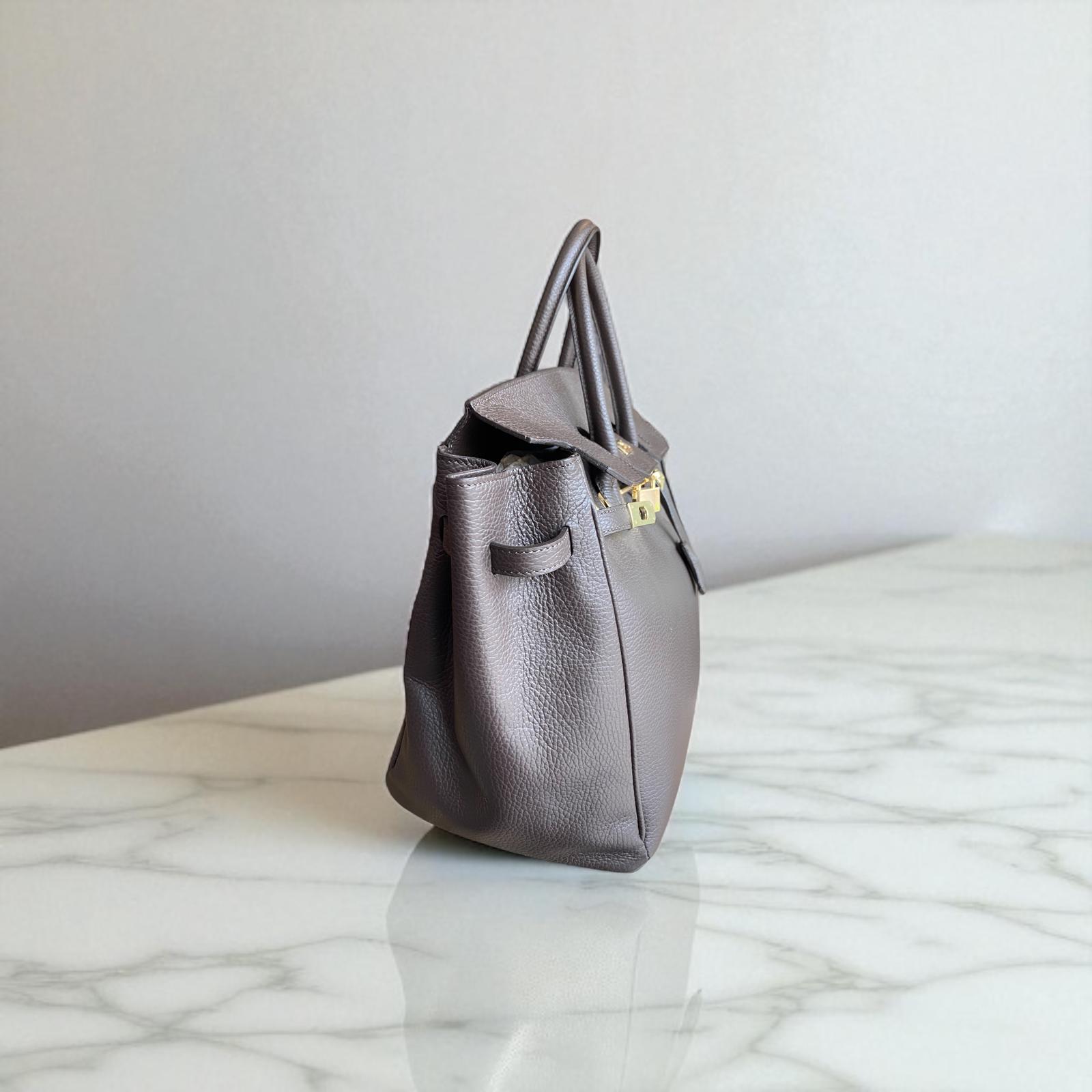 Borsa il Pelle Elisa Birken Panna Scuro