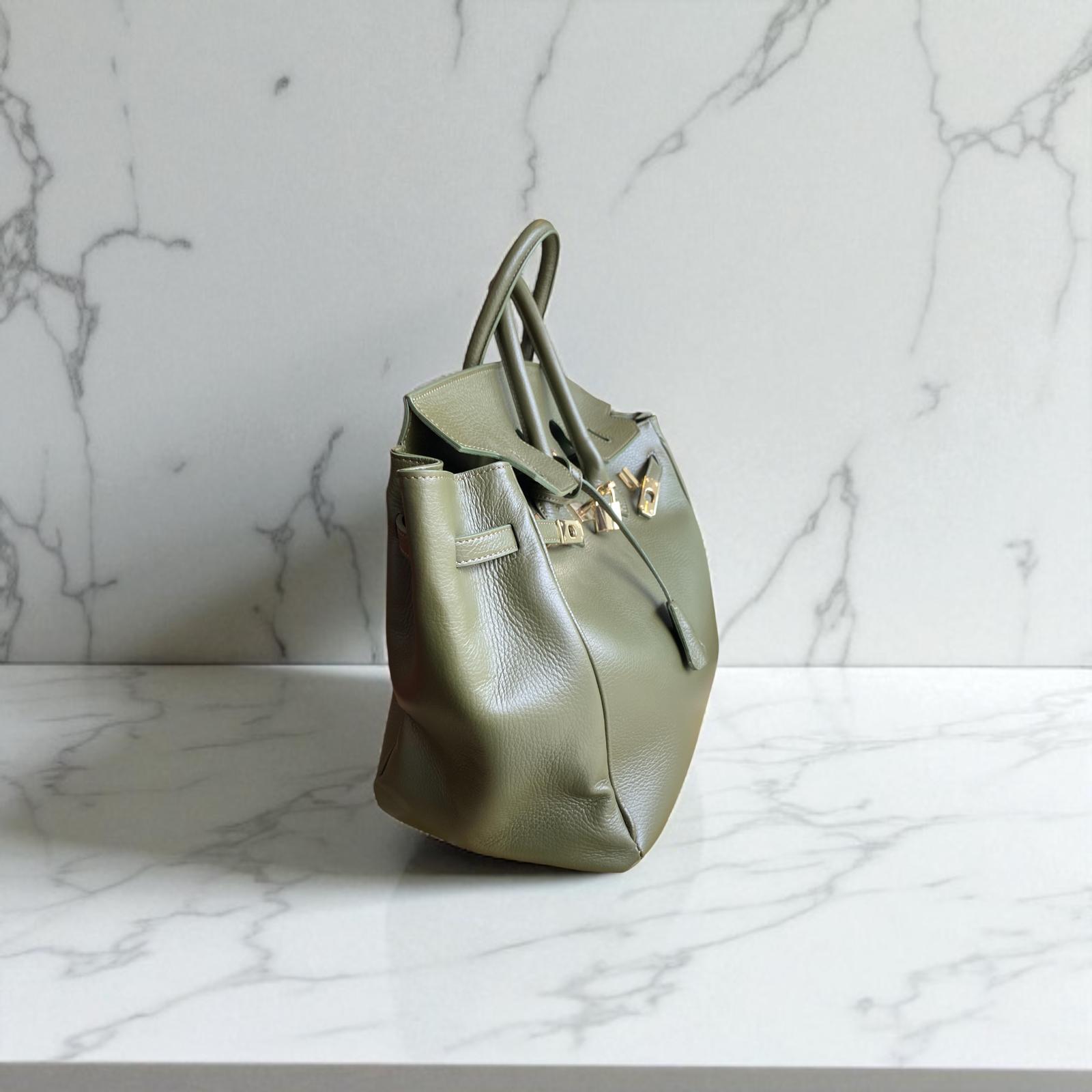 Borsa in Pelle Elisa Birken Verde