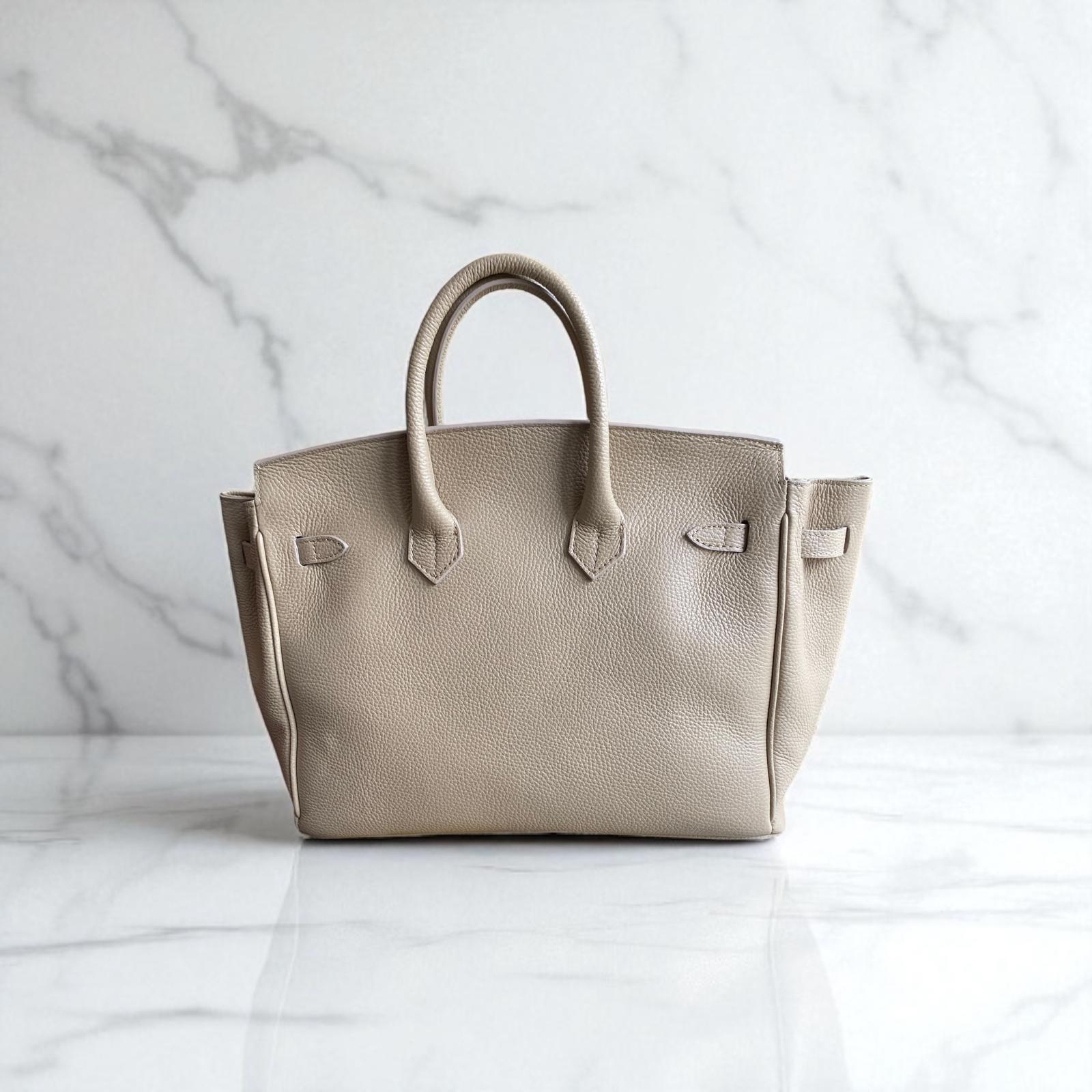 Borsa in Pelle Elisa Birken Panna Chiaro